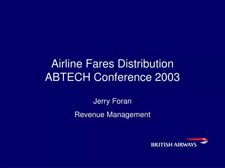 airline fares distribution abtech conference 2003