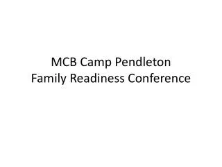 MCB Camp Pendleton Family Readiness Conference
