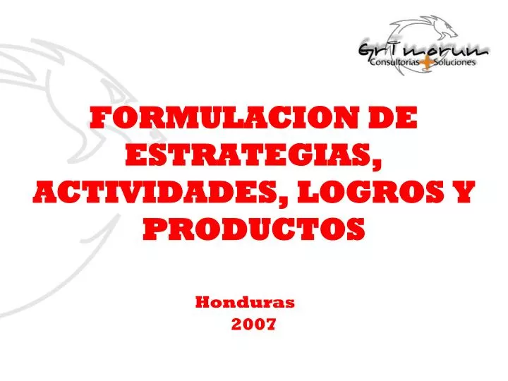 formulacion de estrategias actividades logros y productos