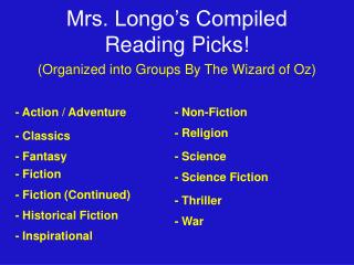 Mrs. Longo’s Compiled Reading Picks!