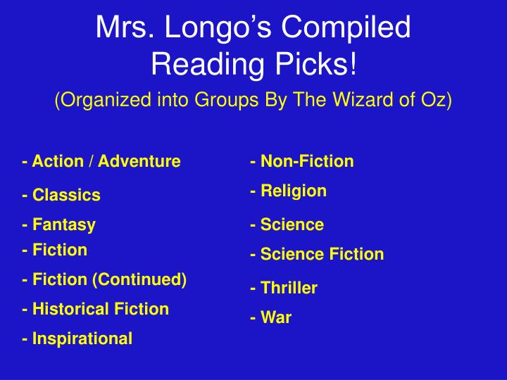mrs longo s compiled reading picks
