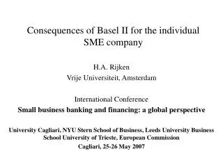 Consequences of Basel II for the individual SME company