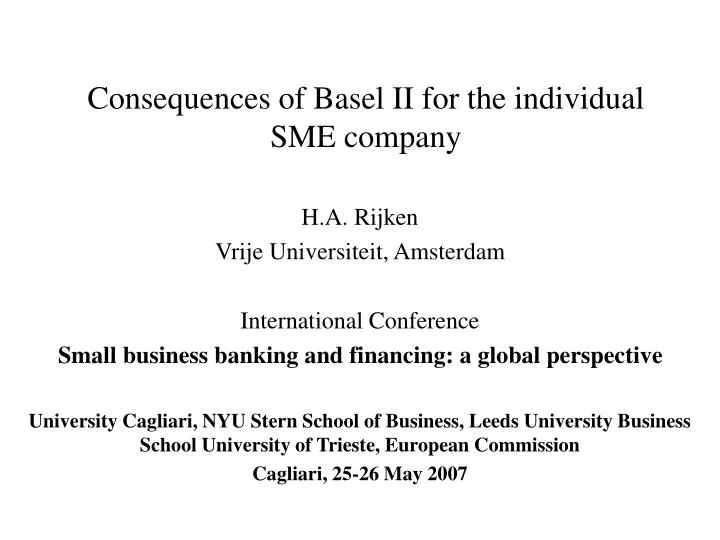 consequences of basel ii for the individual sme company