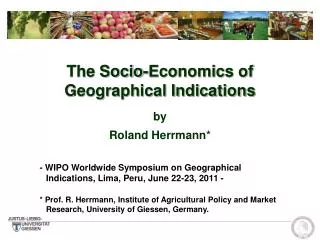 The Socio-Economics of Geographical Indications