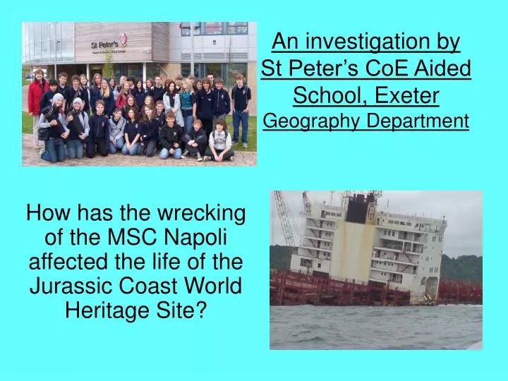 an investigation by st peter s coe aided school exeter geography department