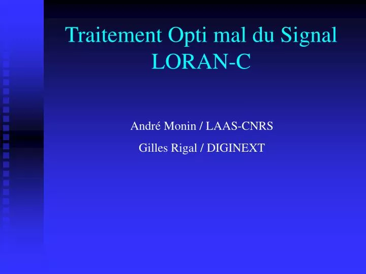 traitement opti mal du signal loran c