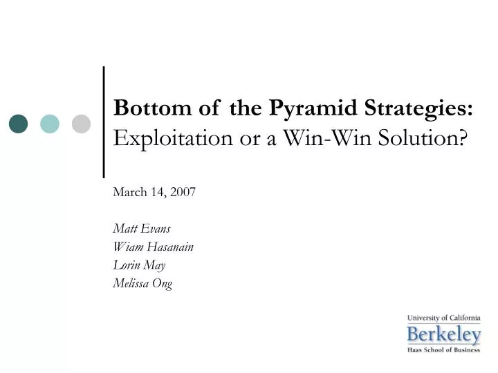 bottom of the pyramid strategies exploitation or a win win solution