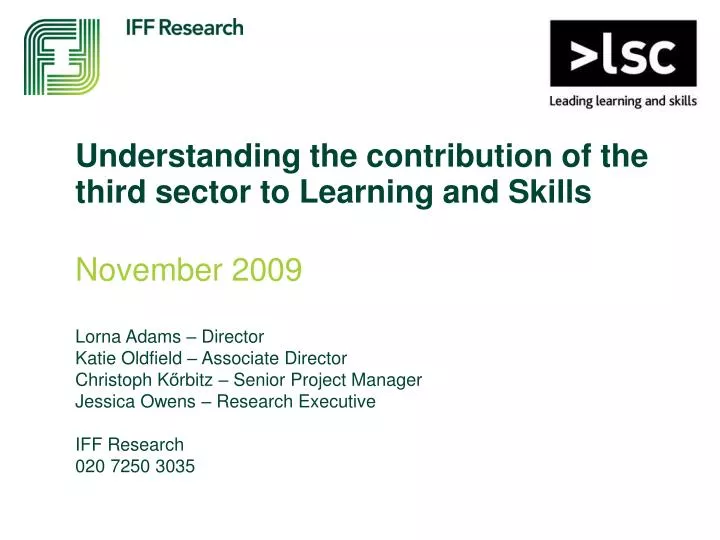 understanding the contribution of the third sector to learning and skills