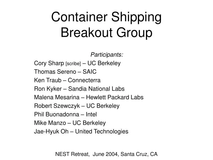 container shipping breakout group