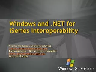 Windows and .NET for iSeries Interoperability