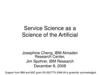 Service Science as a Science of the Artificial