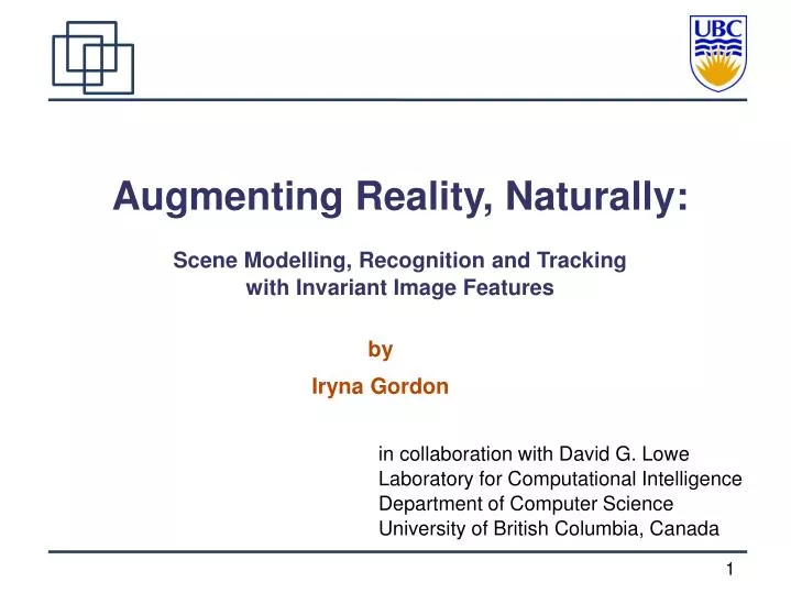 augmenting reality naturally scene modelling recognition and tracking with invariant image features