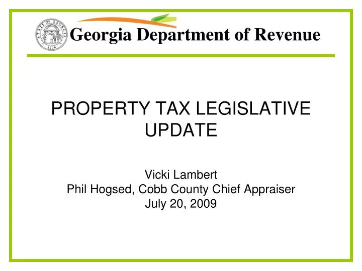 property tax legislative update
