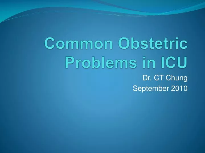 common obstetric problems in icu