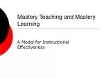 Mastery Teaching and Mastery Learning - slide 1