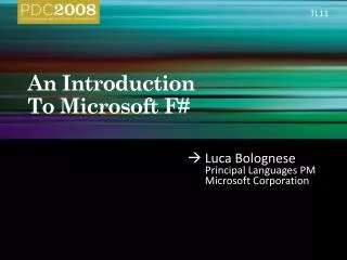 An Introduction To Microsoft F#