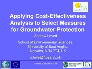 Applying Cost-Effectiveness Analysis to Select Measures for Groundwater Protection