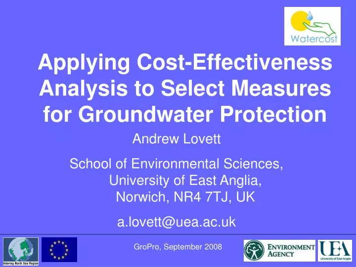 applying cost effectiveness analysis to select measures for groundwater protection