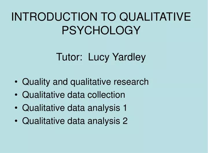 introduction to qualitative psychology tutor lucy yardley
