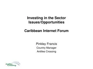 Investing in the Sector Issues/Opportunities Caribbean Internet Forum