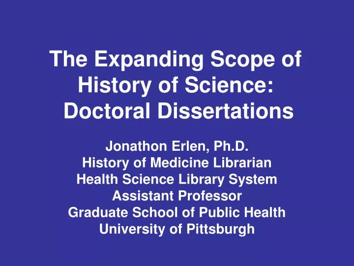 the expanding scope of history of science doctoral dissertations
