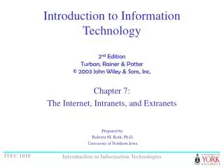 Introduction to Information Technology 2 nd Edition Turban, Rainer &amp; Potter © 2003 John Wiley &amp; Sons, Inc.