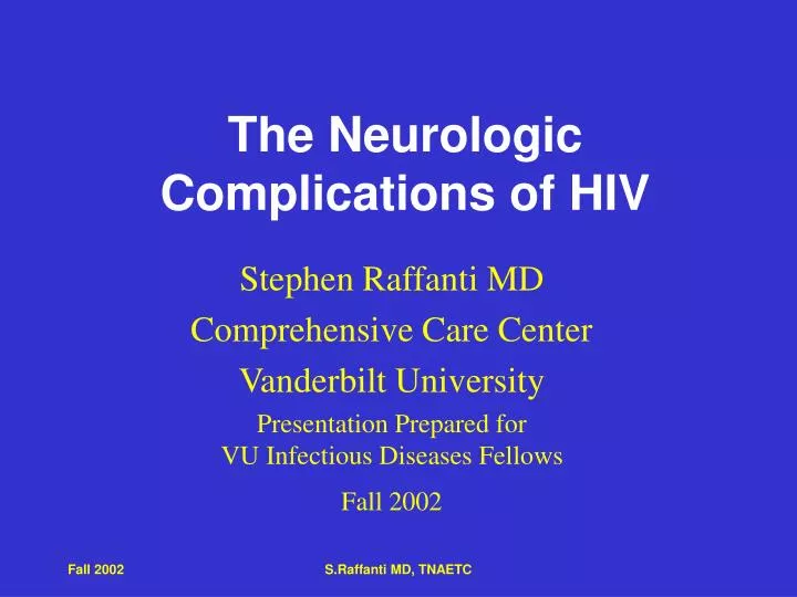 the neurologic complications of hiv