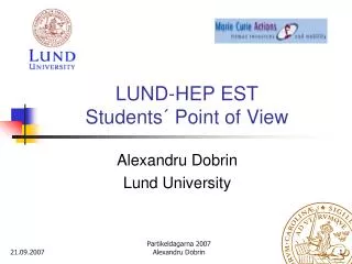 LUND-HEP EST Students´ Point of View