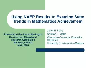 Using NAEP Results to Examine State Trends in Mathematics Achievement