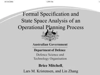 Formal Specification and State Space Analysis of an Operational Planning Process