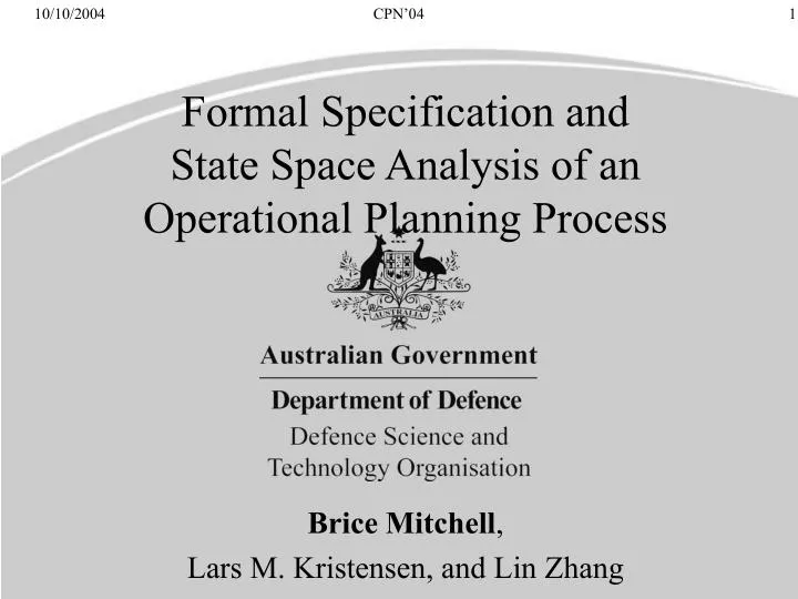formal specification and state space analysis of an operational planning process
