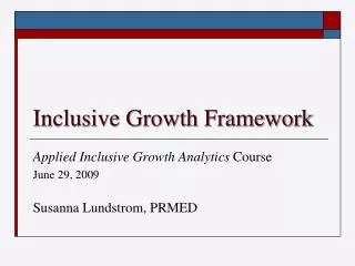 Inclusive Growth Framework