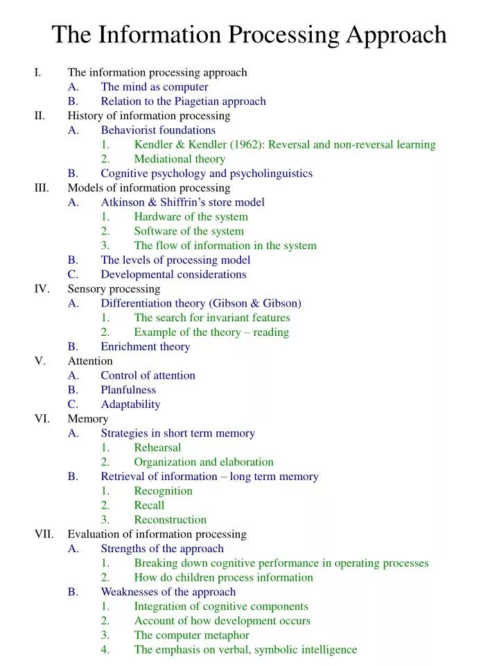 the information processing approach