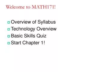 Welcome to MATH171!