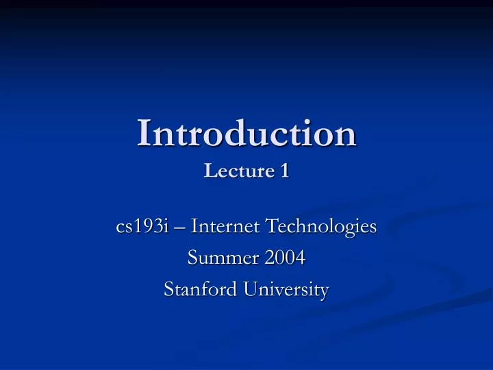 introduction lecture 1