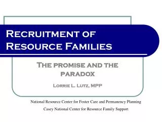 Recruitment of Resource Families