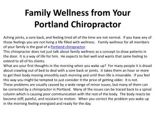 Family Wellness from Your Portland Chiropractor
