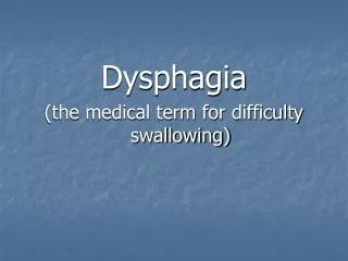 Dysphagia (the medical term for difficulty swallowing)