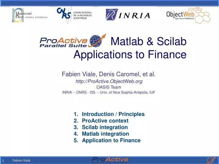 matlab scilab applications to finance