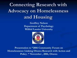 Connecting Research with Advocacy on Homelessness and Housing