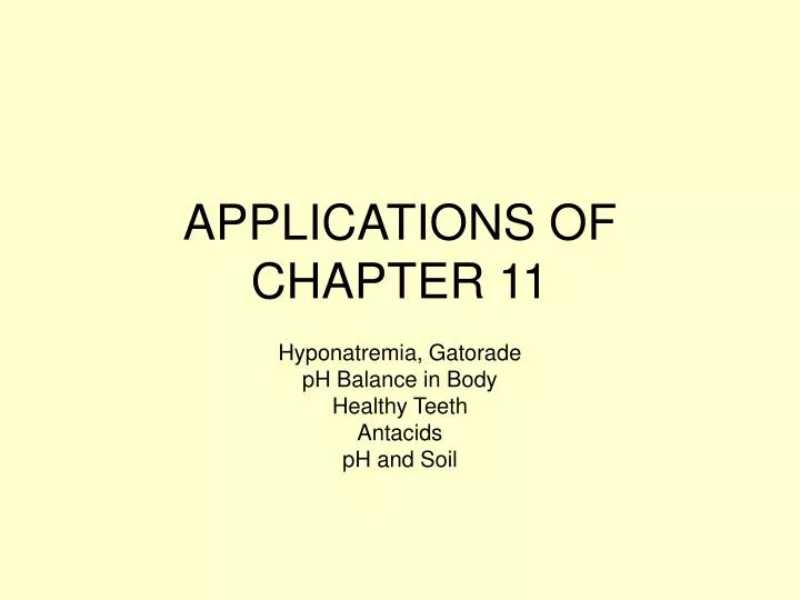 applications of chapter 11