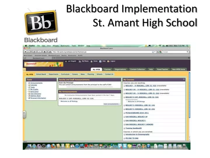 blackboard implementation st amant high school