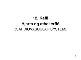 12. Kafli Hjarta og æðakerfið (CARDIOVASCULAR SYSTEM)