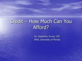 Credit – How Much Can You Afford?