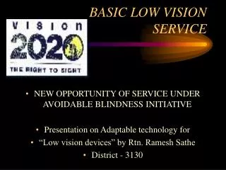 BASIC LOW VISION SERVICE