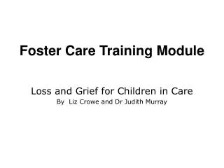 Foster Care Training Module