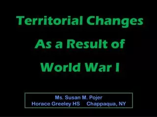 Territorial Changes As a Result of World War I