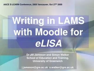 Writing in LAMS with Moodle for eLISA