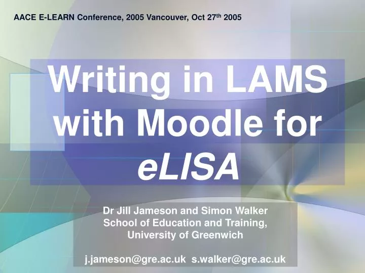 writing in lams with moodle for elisa