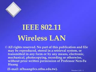 IEEE 802.11 Wireless LAN